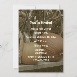 Invitation Citrouilles Et Tiges De Maïs Fête D'Automne