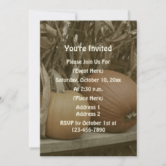 Invitation Citrouilles Et Tiges De Maïs Fête D'Automne