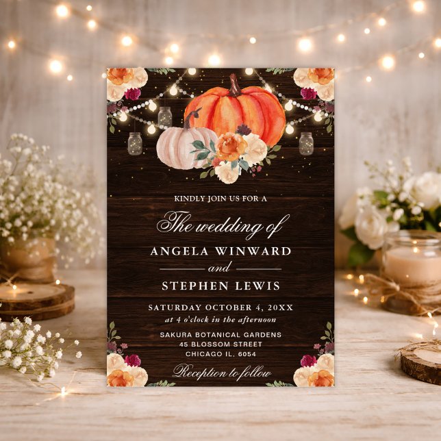 Invitation Citrouilles Florales Orange d'Automne Rustique pou (Créateur téléchargé)