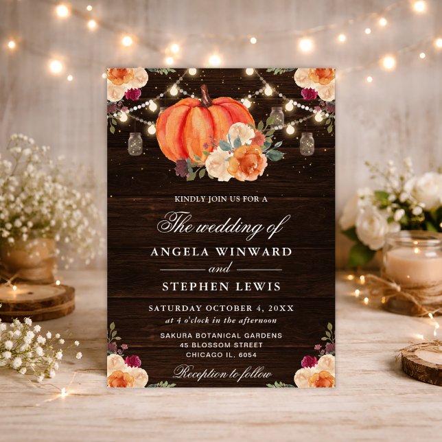 Invitation Citrouilles Florales Orange d'Automne Rustique pou (Créateur téléchargé)