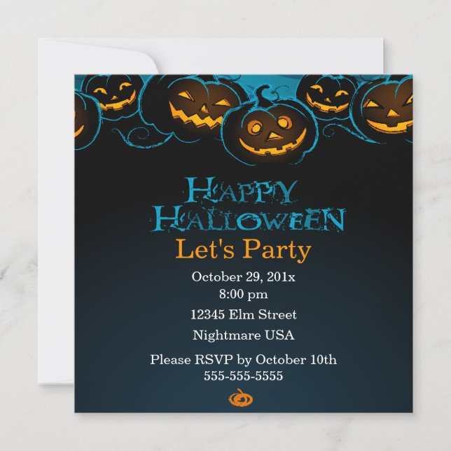 Invitation Citrouilles Joyeux Halloween (Devant)