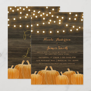Invitation Citrouilles Lumineuses pour Mariage Rustique de Rê