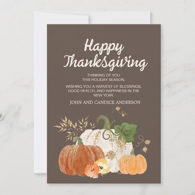 Invitation Citrouilles Marron Orange de Thanksgiving Automne (Devant)