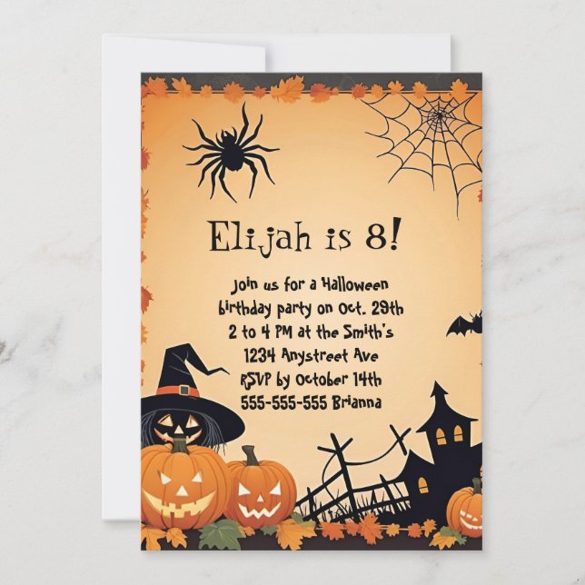Invitation Citrouilles mignonnes et anniversaire d'Halloween  (Devant)