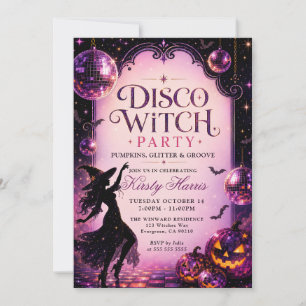 Invitation Citrouilles Pailletées de Sorcière Disco pour Anni