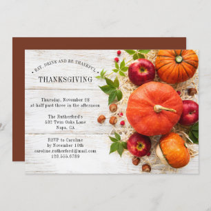 Invitation Citrouilles rustiques de Friendsgiving   Thanksgiv