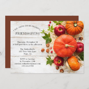 Invitation Citrouilles rustiques de Friendsgiving   Thanksgiv