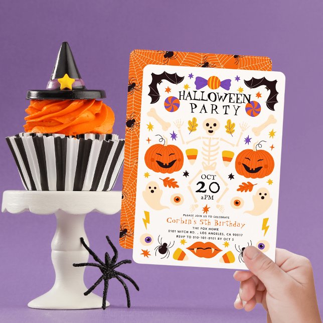 Invitation Citrouilles squelettes fantômes Halloween annivers (Créateur téléchargé)