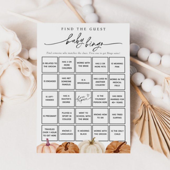 Invitation Citrouilles Trouvez l'invité Baby Bingo Game Card (Créateur téléchargé)