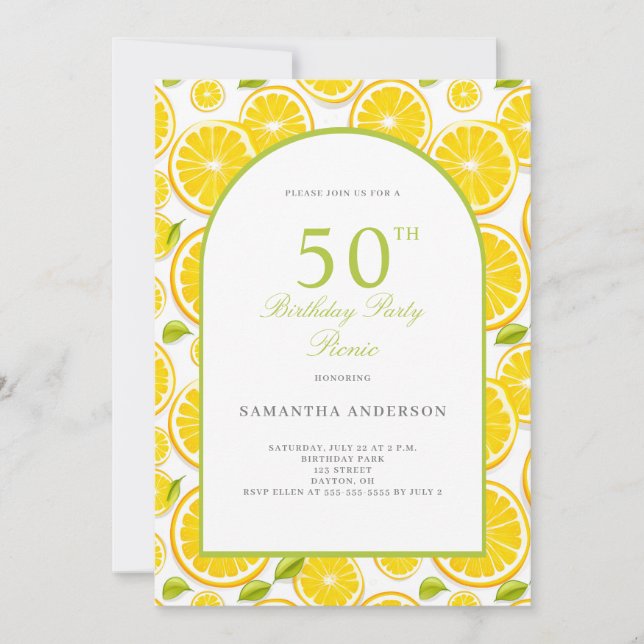 Invitation Citrus citron 50e anniversaire (Devant)