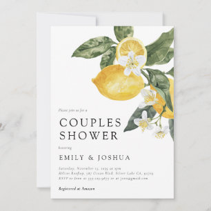 Invitation Citrus citron Aquarelle Couples Douche
