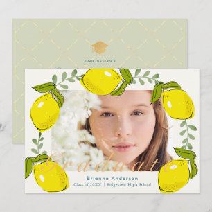 Invitation Citrus citron couronne photo Graduation