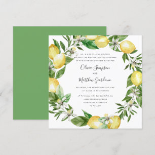 Invitation Citrus citron et mariage officiel feuille