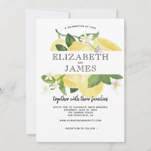 Invitation Citrus Citron frais Jaune Mariage d'été