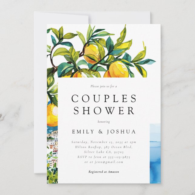 Invitation Citrus Citrus Amalfi Coast Couples Douche (Devant)