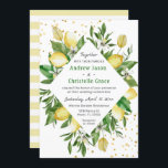 Invitation Citrus Citrus Italie Mariage moderne italien éléga<br><div class="desc">Élégante faire-part de mariage au citron dans le style italien/méditerranéen branché. Ce design d'agrumes moderne peut être customisé pour un mariage,  une douche en couple,  une fête de fiançailles ou une autre occasion. Les articles correspondants se trouvent dans ma boutique Zazzle : www.zazzle.com/store/violinevents</div>