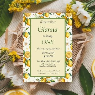 Invitation Citrus Citrus Jaune Juicy Frame Élégant Anniversai
