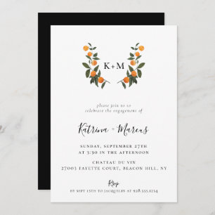 Invitation Citrus Crest Monogramme Partie d'engagement