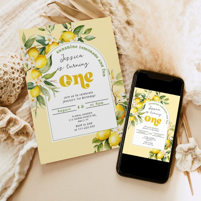 Invitation Citrus de citron Méditerranée 1er anniversaire (Créateur téléchargé)