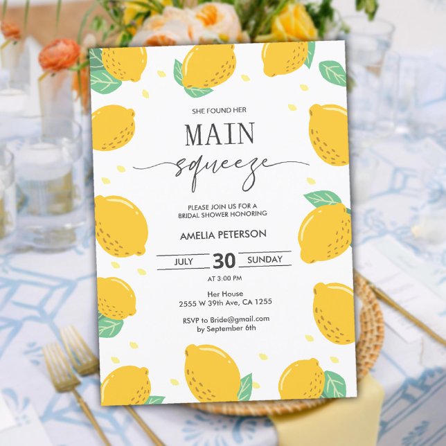 Invitation Citrus de la Fête des mariées d'amour du citron (Lemon Love Bridal Shower Main Squeeze Citrus Invitation)