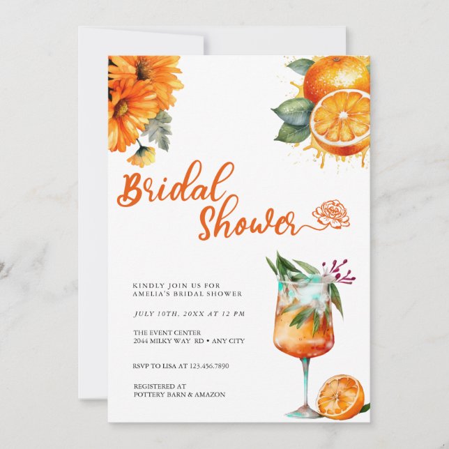 Invitation Citrus | Fête de mariage à l'aquarelle  (Devant)