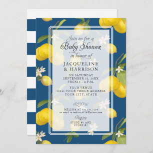 Invitation Citrus Floral Citrus Vert Bleu Bébé Garçon Douche