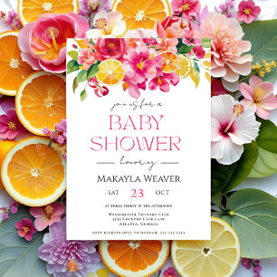 Invitation Citrus Floral Rose Orange cuite Citron Baby shower