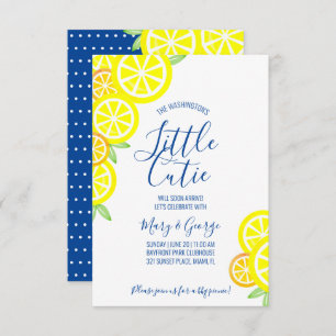 Invitation CITRUS garçon ou fille BABY SHOWER citron bleu