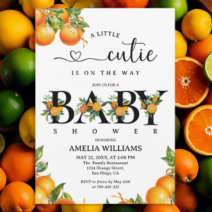 Invitation Citrus Green Elégant Baby shower orange