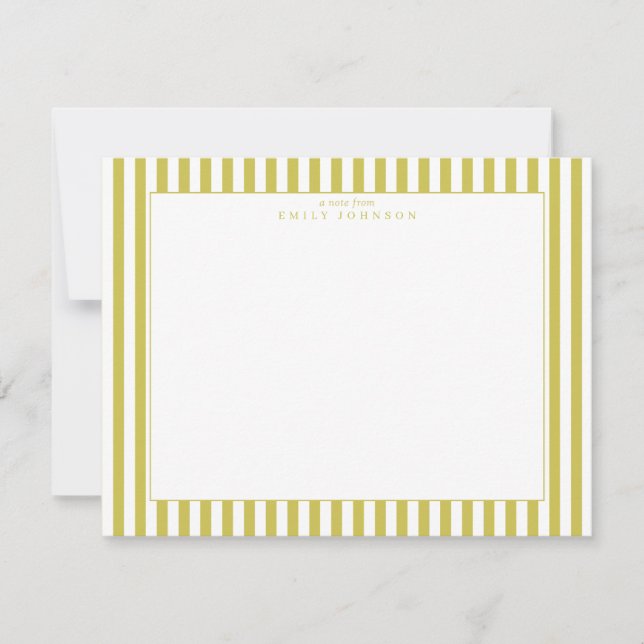 Invitation Citrus Green Striped Note Card (Devant)