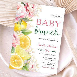 Invitation Citrus Lemon Baby Brunch Girl Rose Floral