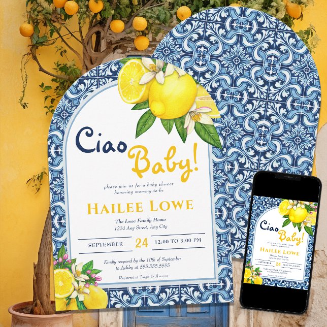 Invitation Citrus Lemon Baby shower de la côte amalfitaine (Créateur téléchargé)