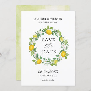 Invitation Citrus Lemon Wreath Mariage jaune Enregistrer les 