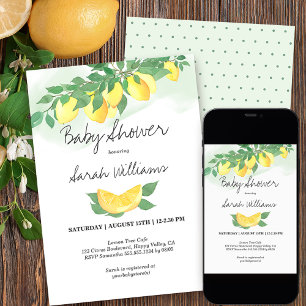 Invitation Citrus Lemons Laver à la menthe Baby shower neutre