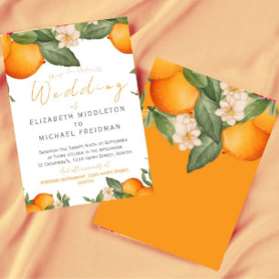 Invitation Citrus Orange Botanique Mariage moderne