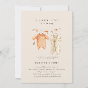 Invitation Citrus Orange Floral Little Cutie Baby shower