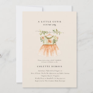 Invitation Citrus Orange Floral Little Cutie Baby shower