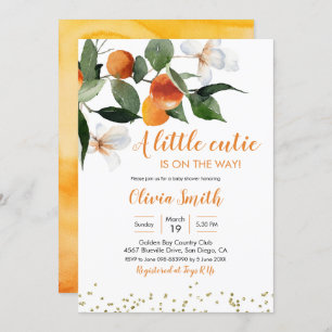 Invitation Citrus Orange Little Cutie Est Sur Le Chemin Baby