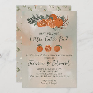 Invitation Citrus Orange Vert Petite Cutie Révélation de genr
