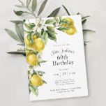 Invitation Citrus rustique Aquarelle Citrons 60e anniversaire<br><div class="desc">Cette magnifique invitation à la fête du 60ème anniversaire à thème méditerranéen dégage un charme rustique. Il présente un arrangement en cascade de citrons d'aquarelle frais en jaune et vert agrumes avec fleurs blanches. Il fait un beau choix pour les fêtes d'anniversaire à tout âge et a un coloris lumineux...</div>