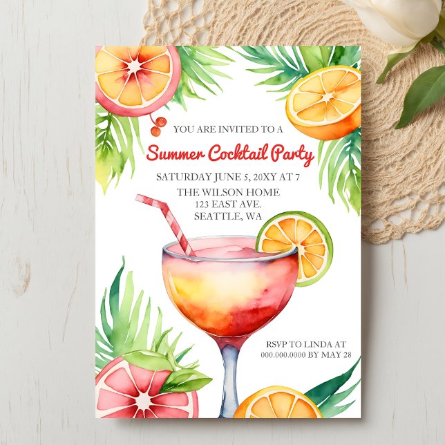 Invitation Citrus Summer Cocktail Party (Citrus Summer Cocktail Party Invitation)