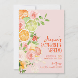 Invitation Citrus Summer Floral Bachelorette weekend