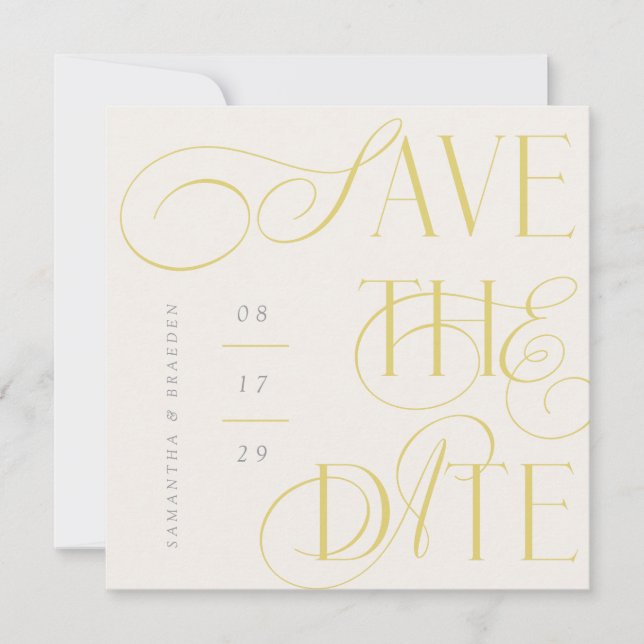 Invitation Citrus Twist Modern Calligraphy Save The Date Card (Devant)