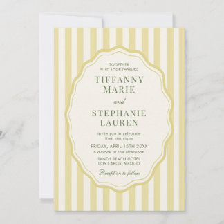 Invitation Citrus Yellow Elegant Modern Stripe Wedding