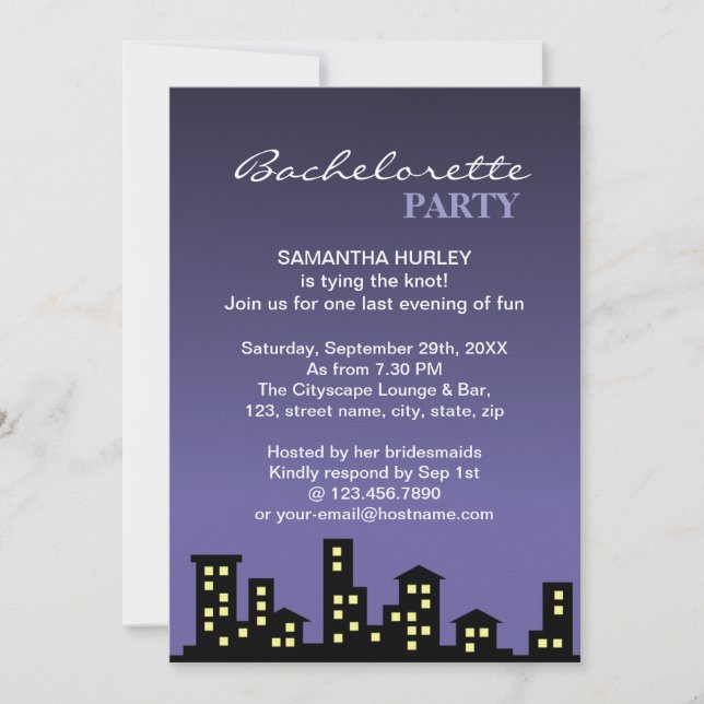 Invitation Cityscape Bachelorette (Devant)