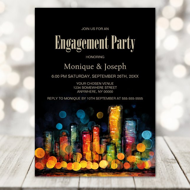 Invitation Cityscape Engagement Party (Créateur téléchargé)