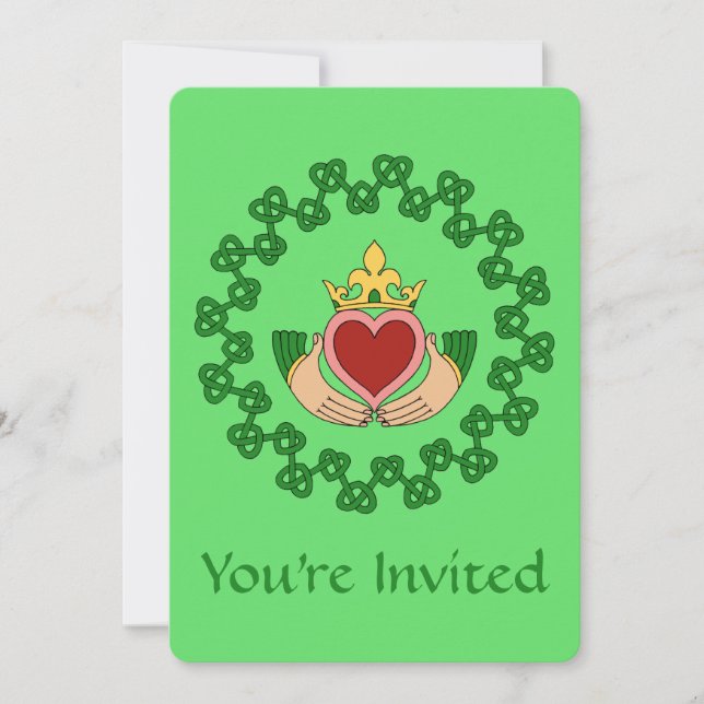 Invitation Claddagh et Green Knotwork (Devant)