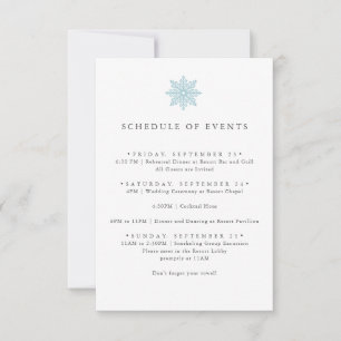 INVITATION CLAIR BLEU SNOWFLAKE MARIAGE HORAIRE DES ÉVÉNEMENT