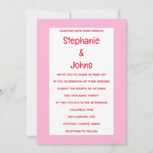 Invitation Clair Gras Orange Rose Colorful Mariage