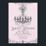 Invitation Clair rose pâle Silver Blanc Bow Sweet 16 Seteen<br><div class="desc">Personnaliser pour tout événement</div>